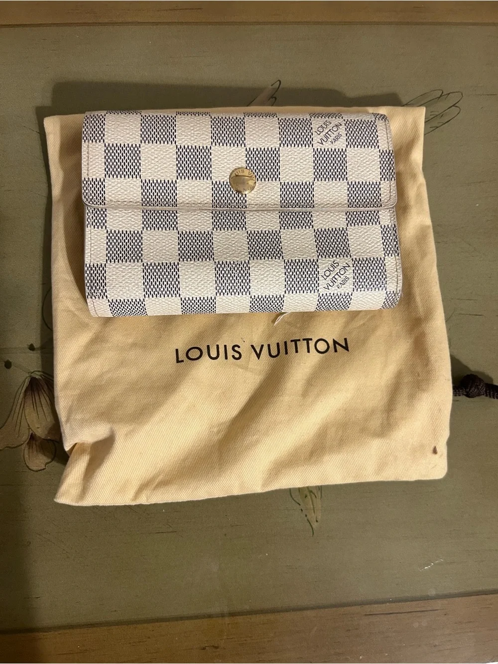 Louis Vuitton Portefeuille Alexandra Tri-fold Wallet, Damier Azur, White